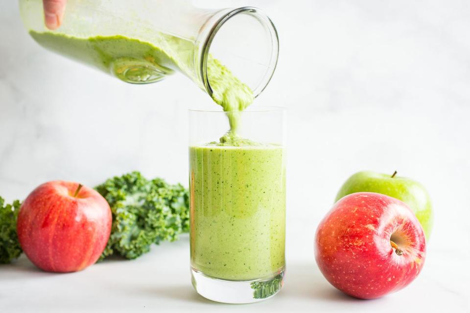 <p>Apple slices and nut butter are a favorite after-school snack, and they taste just as satisfying in this smoothie. Pick your favorite nut butter: cashew for a less-prominent nutty flavor, or almond or peanut butter for a stronger taste.</p>