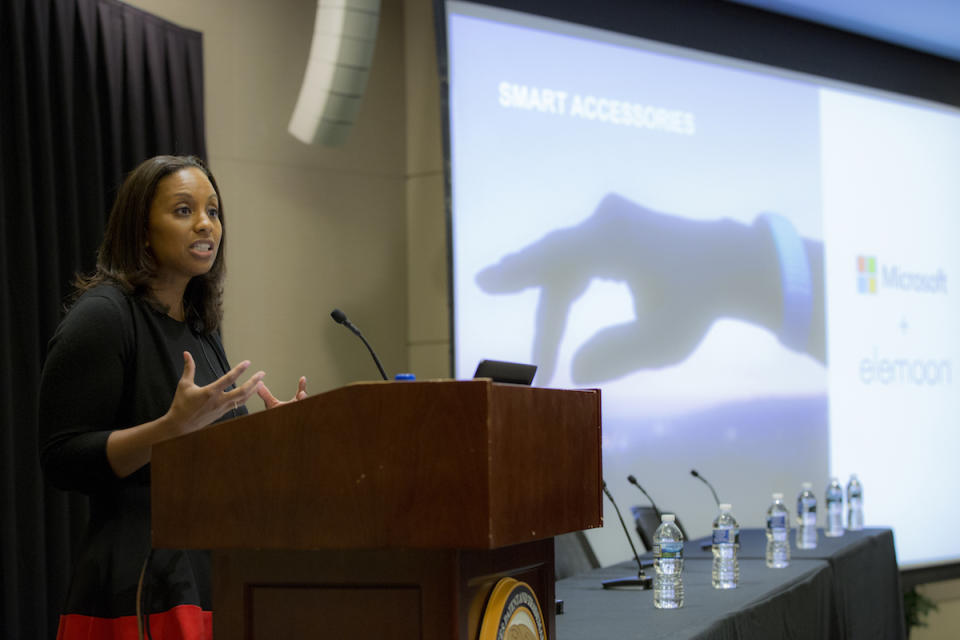 Kenya Wiley at the commerce department podium data.