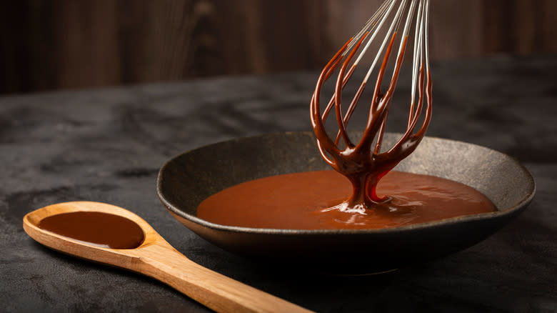 chocolate ganache in a bowl