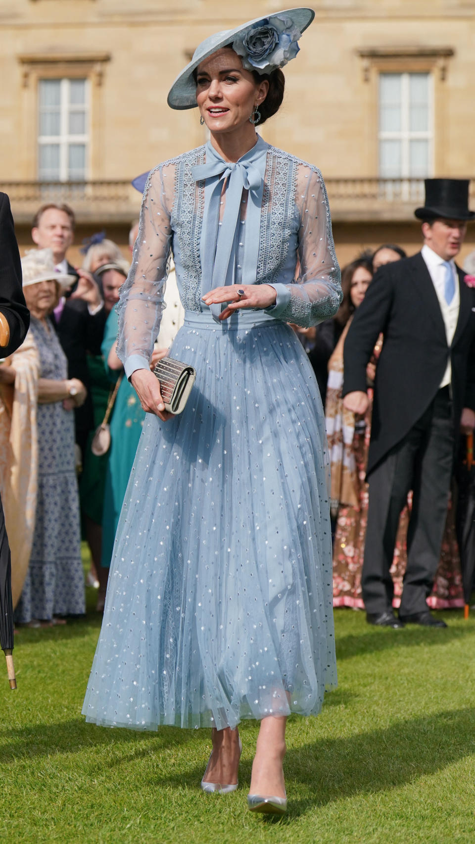 Britain's Catherine, Princess of Wales attends a Garden Party at Buckingham Palace in London on May 9, 2023, as part of the Coronation celebrations. King Charles III thanked the British people for 