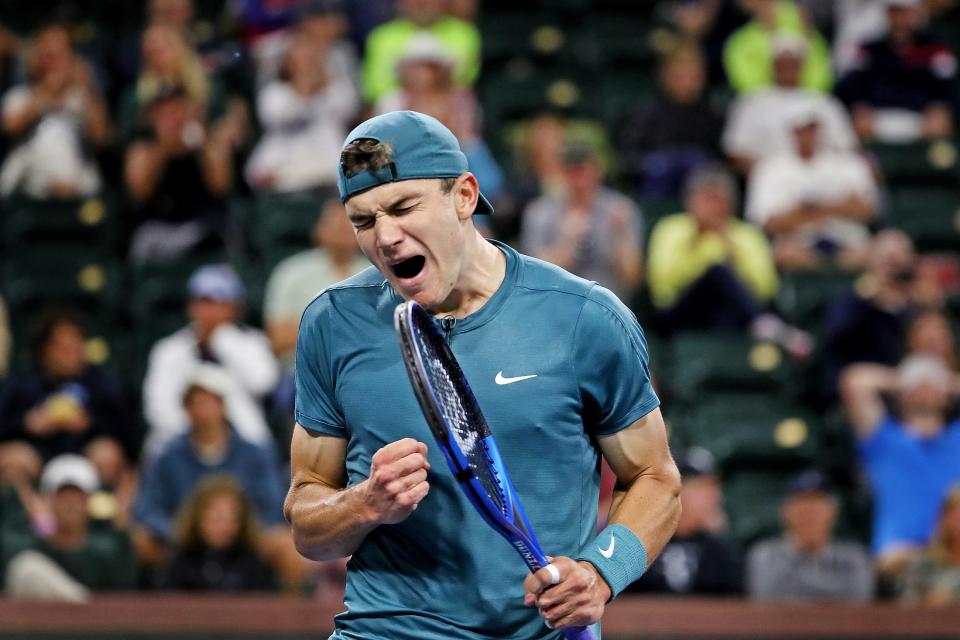 Jack Draper of Great Britain defeated fellow countryman Andy Murray during the BNP Paribas Open in Indian Wells, Calif., on Monday, March 13, 2023. 