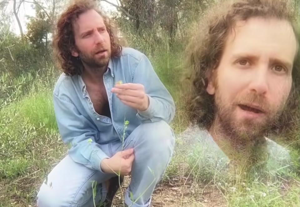 Kyle Mooney in an '80s-style music video for a ballad about forgetting someone's name