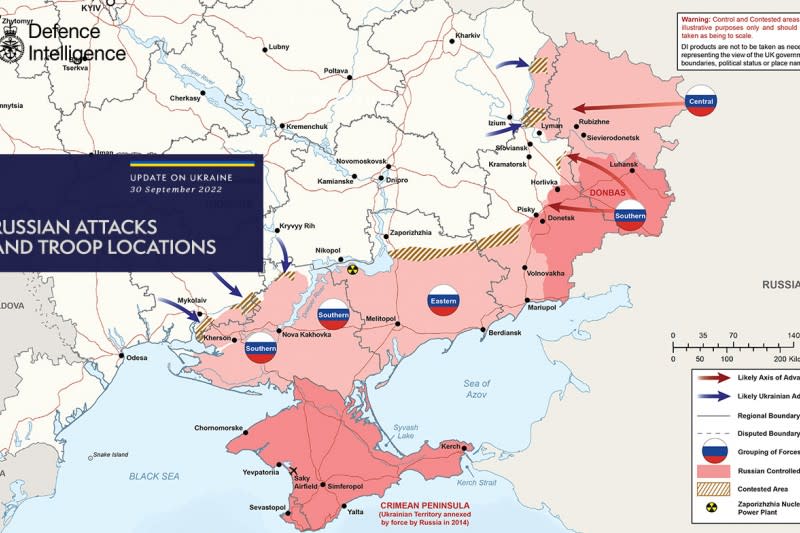 2022年9月30日，俄烏戰爭戰況（UK Defense）