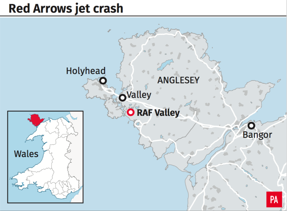 <em>The location of the Red Arrows jet crash (PA)</em>