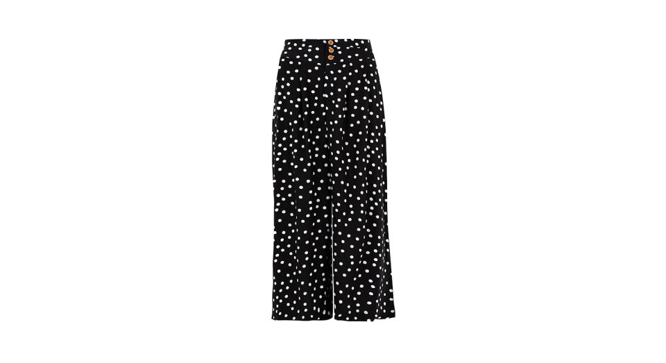 Polka Dot Wide Leg Cropped Trousers