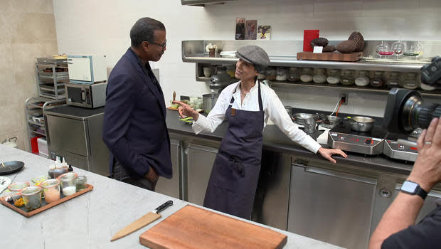 Chef Dominique Crenn with correspondent Bill Whitaker.  / Credit: CBS News