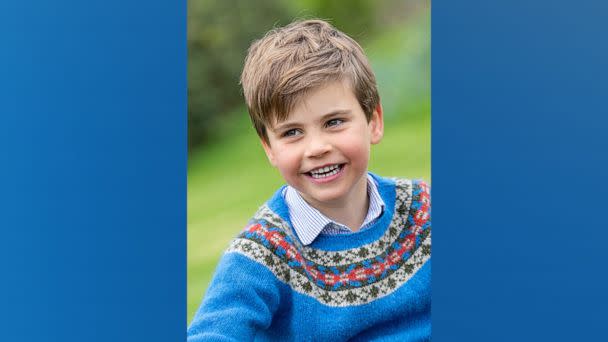 PHOTO: Britain's Prince Louis, whose fifth birthday is on Sunday, is seen in a portrait taken by Millie Pilkington earlier this month in Windsor, Berkshire, in this undated handout photo issued by Kensington Palace April 22, 2023. (The Prince and Princess of Wales/Millie Pilkington/Handout via Reuters)
