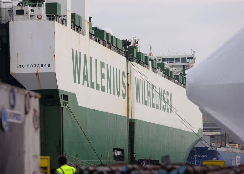 Carol A. Petsonk of U.S. Department of Transportation visits cargo ship set to deliver military supplies to Ukraine, in Antwerp