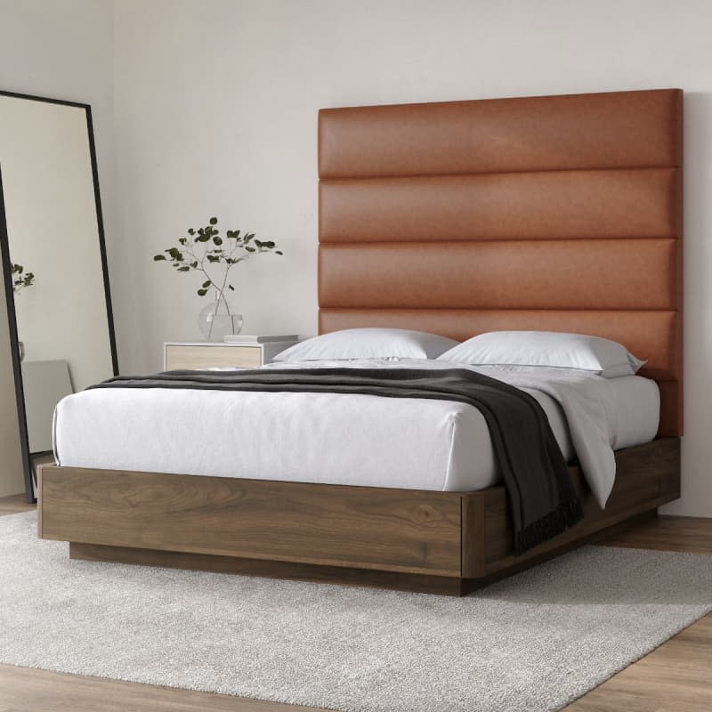 Tall Vegan Leather Wall-Mounted Headboard, Queen