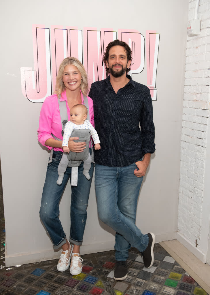 Amanda Kloots, Nick Cordero and their son, Elvis. (Photo by Noam Galai/Getty Images for Beyond Yoga)