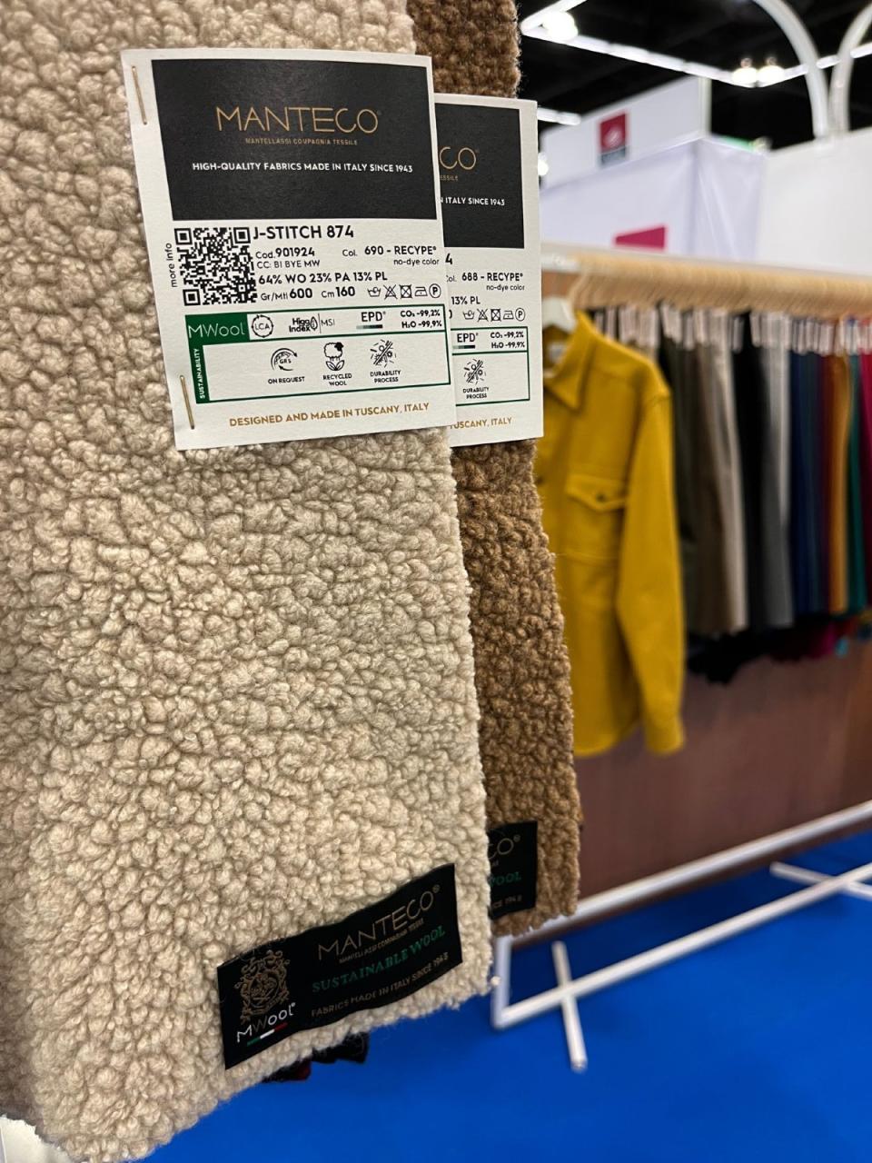 Italy's Manteco showcased wool-blend options at Functional Fabric Fair.