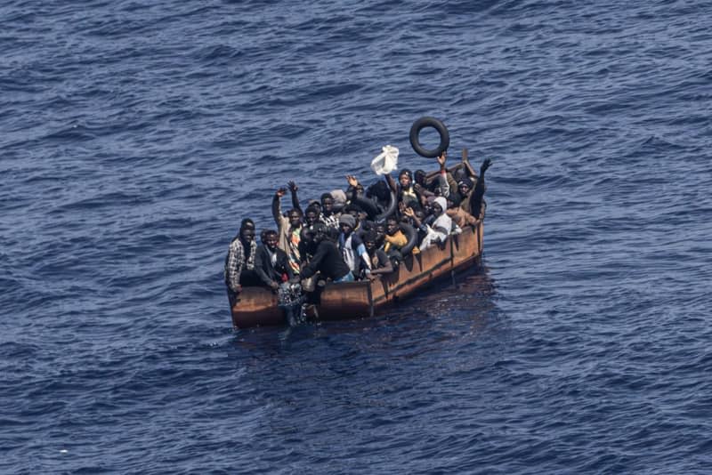 Migrants trying to reach the Italian island of Lampedusa. At least 15 people are still missing after a boat carrying migrants capsized off the Italian island of Lampedusa, leaving at least nine dead, the Italian coastguard said on Thursday. Oliver Weiken/dpa