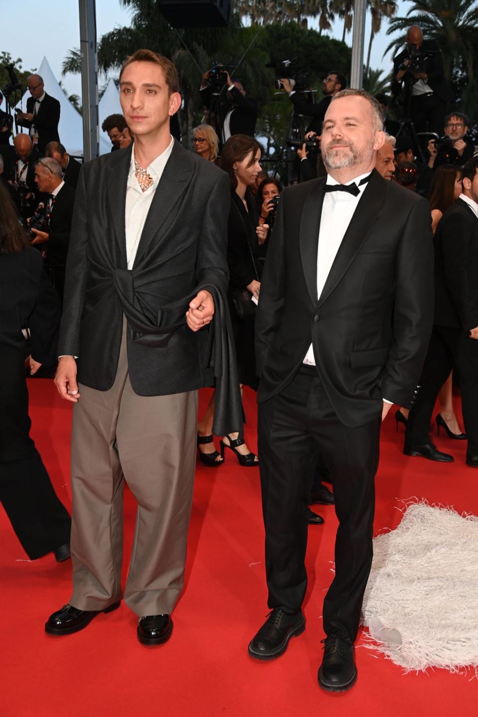 Oliver Sim pictured with director Yann Gonzalez at Cannes over the weekend (Getty Images)