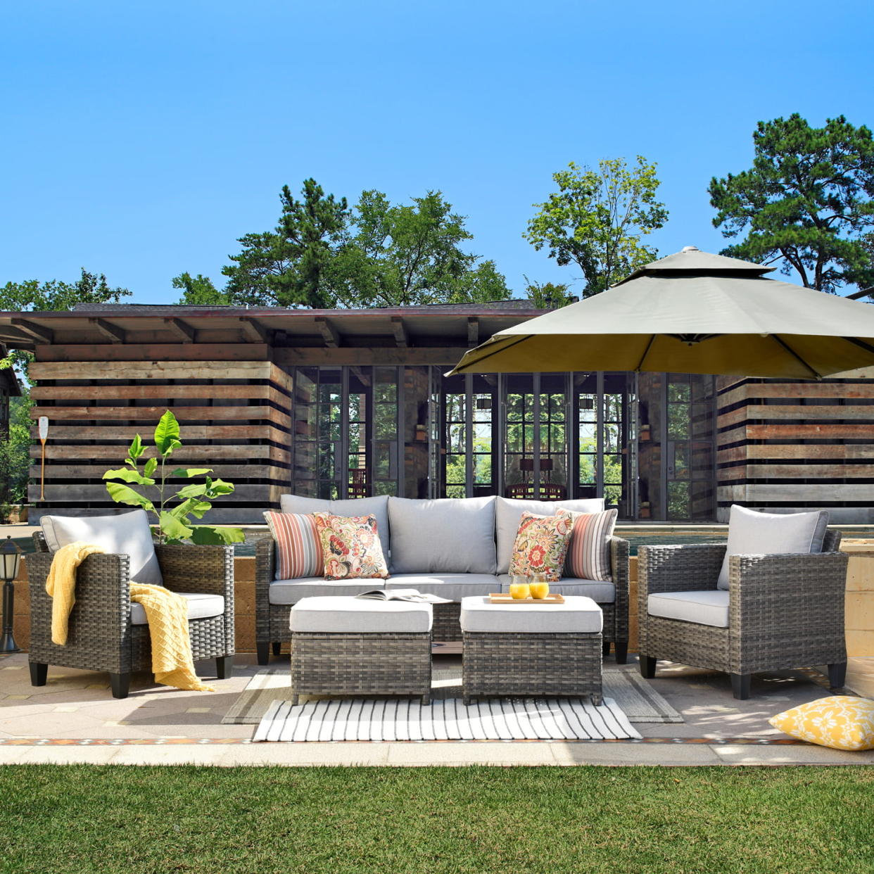 <p><a href="https://go.redirectingat.com?id=74968X1596630&url=https%3A%2F%2Fwww.walmart.com%2Fip%2FOvios-5-Pieces-Outdoor-Patio-Furniture-All-Weather-Patio-Conversation-Set-Wicker-Sectional-Sofa-with-Cushions%2F951820877&sref=https%3A%2F%2Fwww.housebeautiful.com%2Fshopping%2Ffurniture%2Fg43578856%2Fmemorial-day-patio-furniture-sale%2F" rel="nofollow noopener" target="_blank" data-ylk="slk:Shop Now;elm:context_link;itc:0;sec:content-canvas" class="link rapid-noclick-resp">Shop Now</a></p><p>All-Weather Patio Conversation Set</p><p>$729.99</p><p>walmart.com</p>