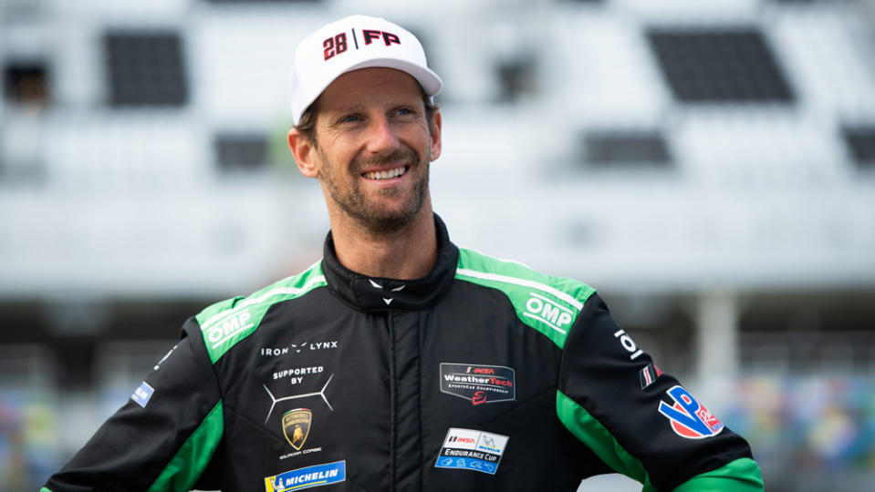 Former F1 driver Romain Grosjean, now racing for Lamborghini in the 2023 IMSA WeatherTech SportsCar Championship series.