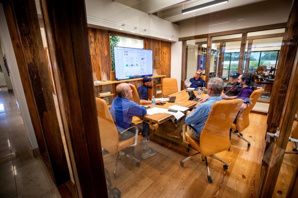 Conference room at Saunders real estate office renovation at former Leedy building gains local award in Lakeland Fl. Wednesday November 3 2021. ERNST PETERS/ THE LEDGER