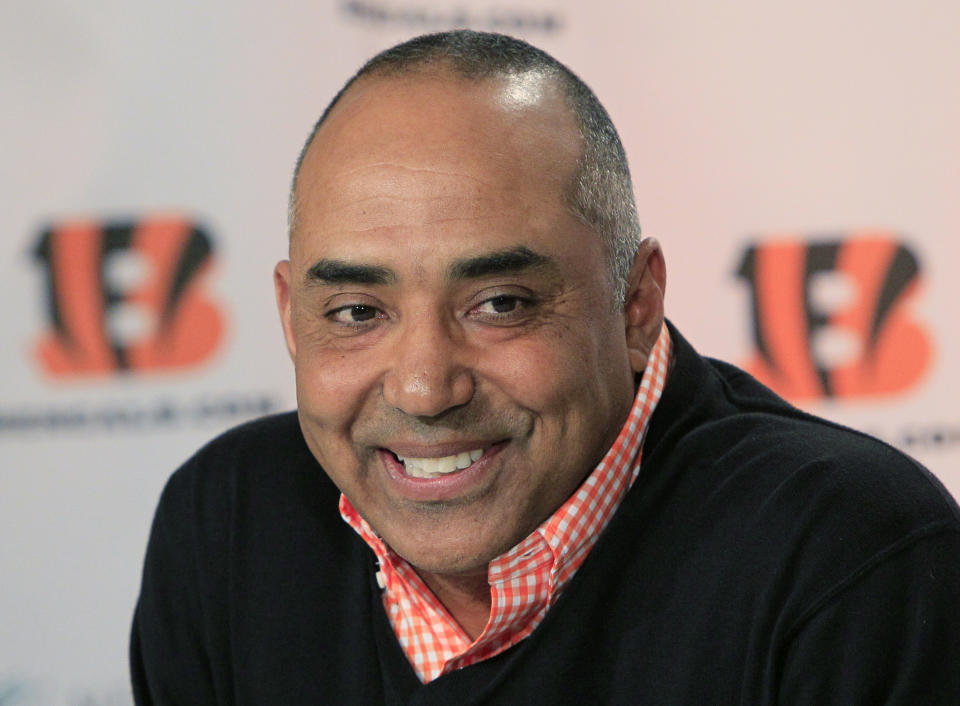 Former Cincinnati Bengals coach Marvin Lewis, shown here in 2012, was instrumental in turning around the franchise. (AP Photo/Al Behrman)