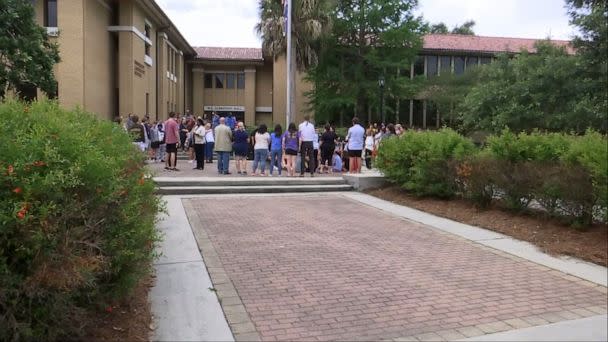 PHOTO: Students at University Lab School in Baton Rouge, Louisiana, hold a prayer circle for a fellow student reported missing in the Bahamas, May 25, 2023. (WBRZ)
