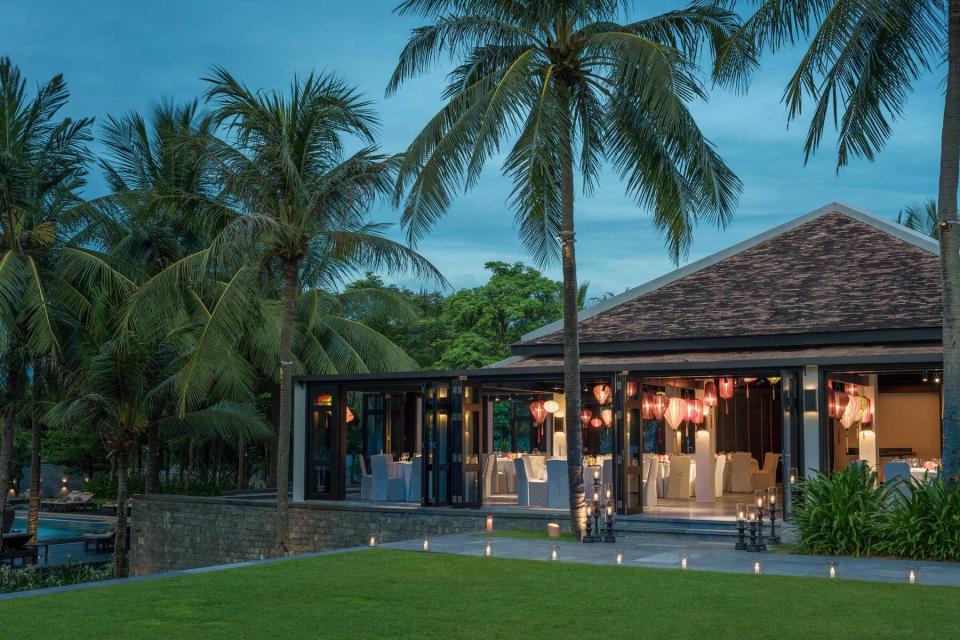 Night shot of the Four Seasons Resort The Nam Hai, in Vietnam