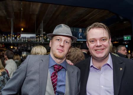 Pirate Party founder Rick Falkvinge (R) is seen after parliamentary elections in Iceland October 29, 2016. Picture taken October 29, 2016. REUTERS/Geirix