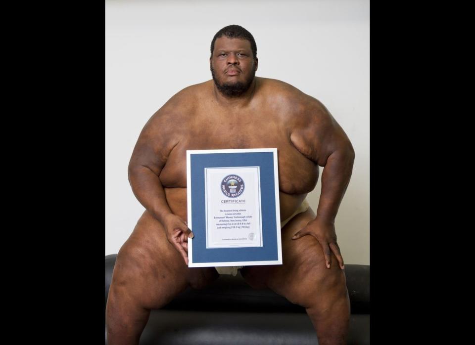 The heaviest living athlete in the world is sumo wrestler Emmanuel 'Manny' Yarborough, of Rahway, New Jersey. He stands 6ft 8in tall and weighs a colossal 704lb. He was introduced to the sport by his judo coach and seven years later, he is ranked number one in the Open Sumo Wrestling Category for Amateurs.