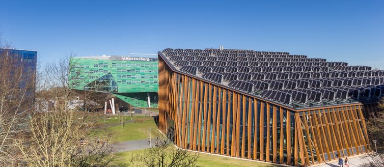 <span class="caption">Plenty of room for solar panels on the roofs of university buildings.</span> <span class="attribution"><a class="link " href="https://www.shutterstock.com/image-photo/groningen-netherlands-february-15-2019-panorama-1314915212?src=EgtucXHZqinK9NcqoSRlsQ-1-0&studio=1" rel="nofollow noopener" target="_blank" data-ylk="slk:Marc Venema/Shutterstock;elm:context_link;itc:0;sec:content-canvas">Marc Venema/Shutterstock</a></span>