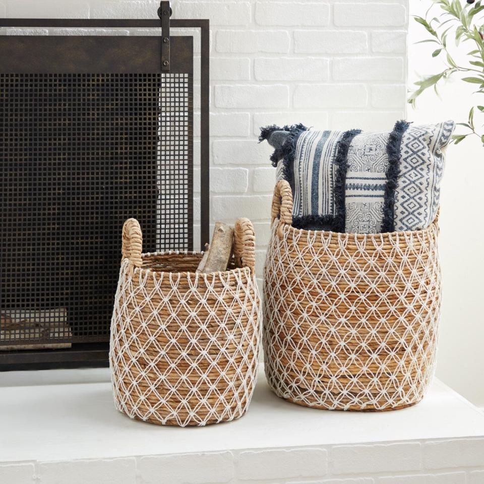 2) Banana Leaf Wicker Basket Set