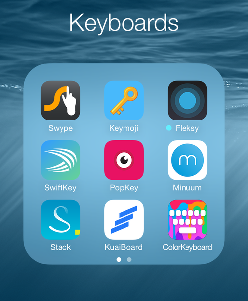 iPhone folder full of third-party keyboards