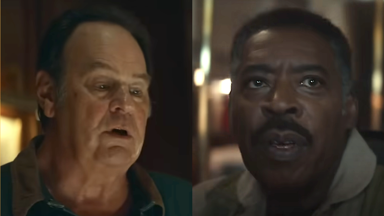  Side by side of Ray Stantz and Winston Zeddmore in Ghostbusters: Frozen Empire. 