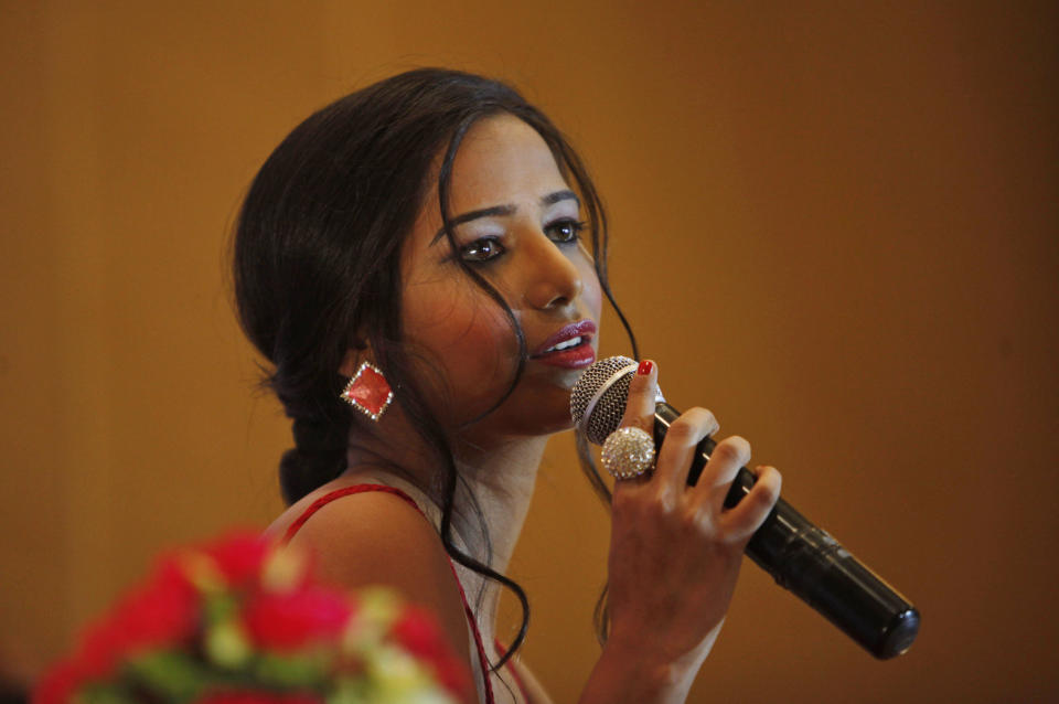 Indian model turned actress Poonam Pandey attends a promotional event for her upcoming Bollywood movie 