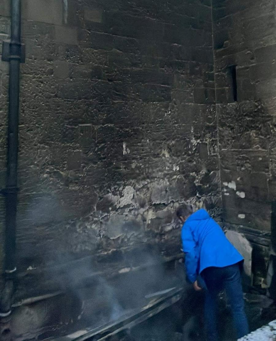 The fire is believed to have started when someone set fire to waste and refuse outside the abbey. (SWNS)