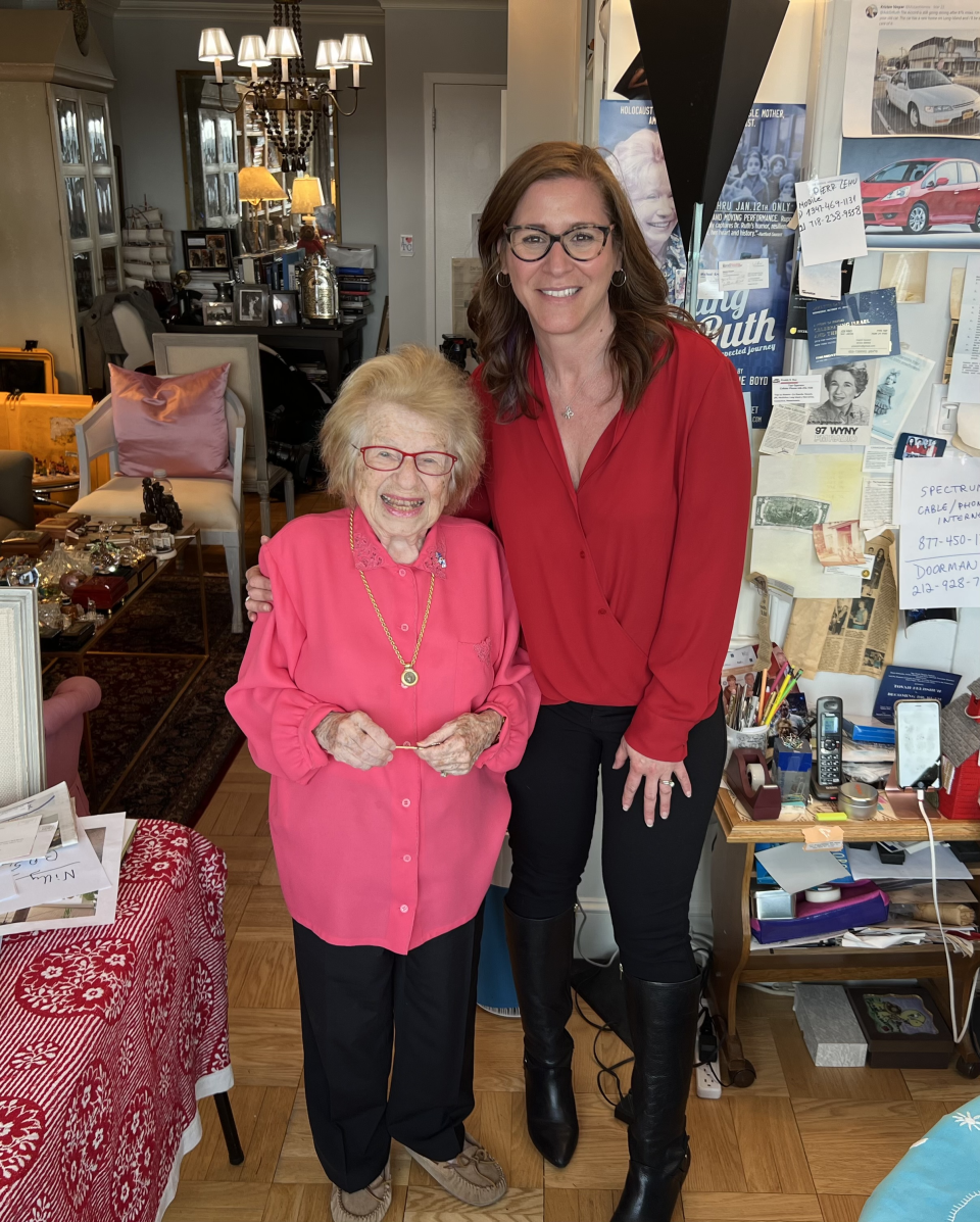 The author, Tracey Marx Bernstein, spends time with Dr. Ruth after an interview for Yahoo's Special 