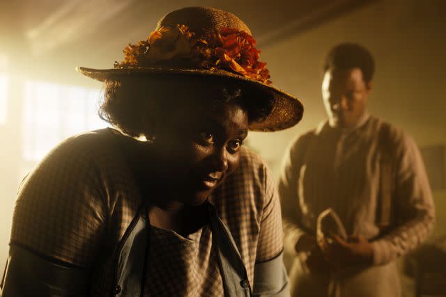 <p>Courtesy Warner Bros. Pictures</p> Danielle Brooks (as Sophia) and Corey Hawkins.