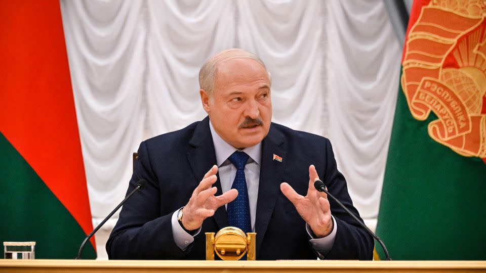 Belarus' President Alexander Lukashenko speaks with foreign media at his residence, the Independence Palace, in the capital Minsk on July 6, 2023.    - Alexander Nemenov/AFP/Getty Images