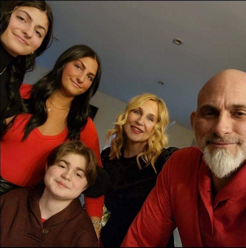 James Anthony "Jamesy" (below left) celebrates Christmas in 2023 with his sisters Marianna (left) and Julia, and his parents, Karen and Jim Raffone.