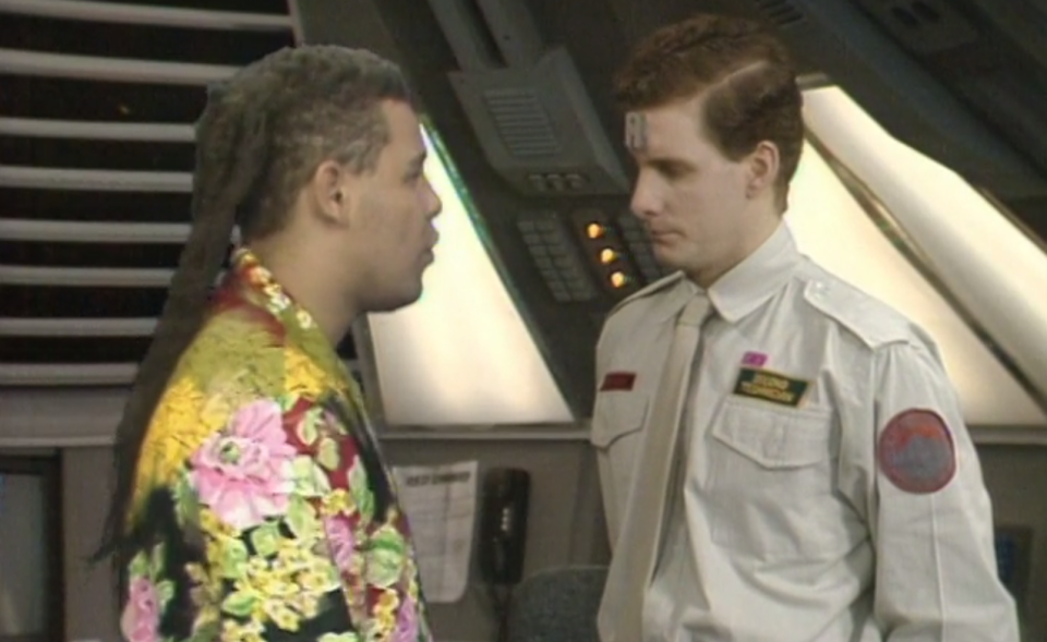 Craig Charles and Chris Barrie as odd-couple Lister and Rimmer. (BBC)