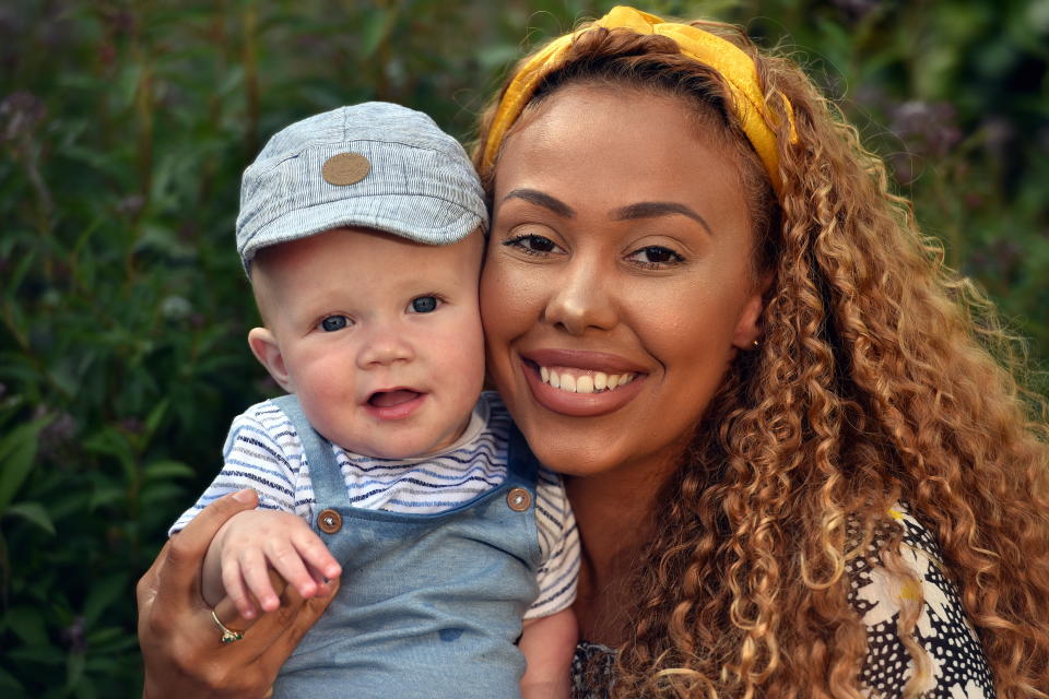 Jade Palmer pictured here with her six-month-old son, Salvador.