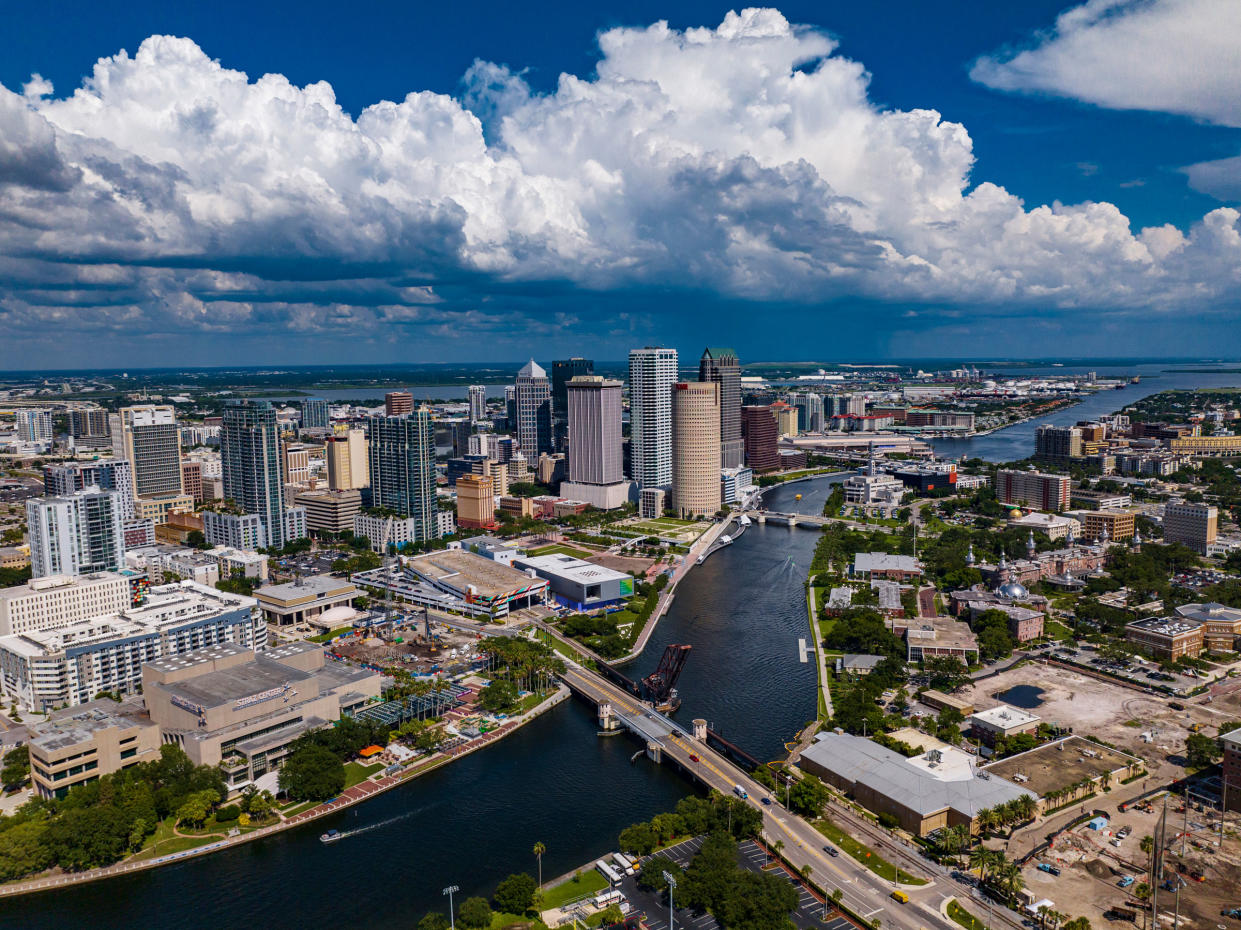 View of the Tampa Bay skyline, Florida.