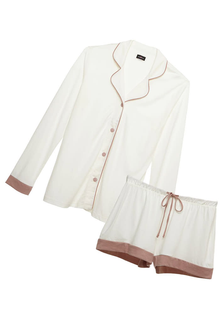 Bella Bridal Long-Sleeve Top & Boxer Pajama Set