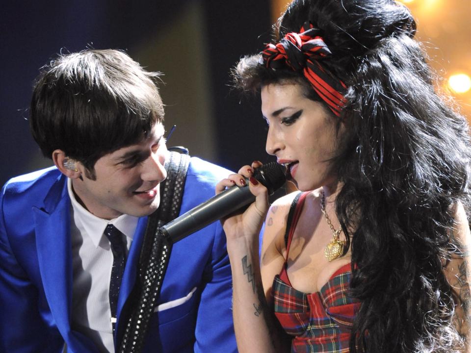 Mark Ronson and Amy Winehouse perform at the Brit Awards in 2008 (Arnold Slater/Shutterstock)