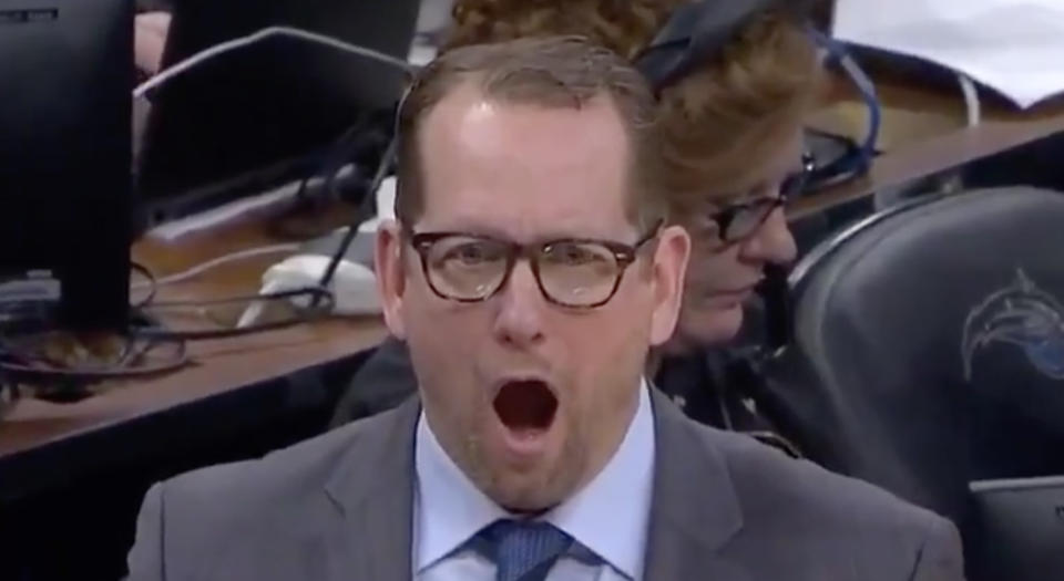 Nick Nurse is every dad when they see gas prices during a long weekend. (Twitter//@HoHighlights)