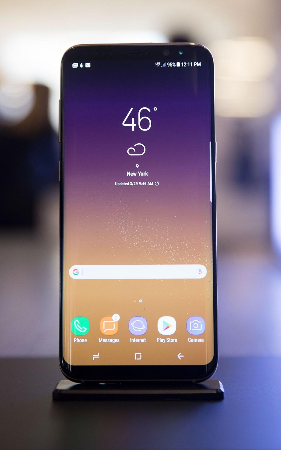 The S8 features a curved "infinity display" - Credit: Getty Images