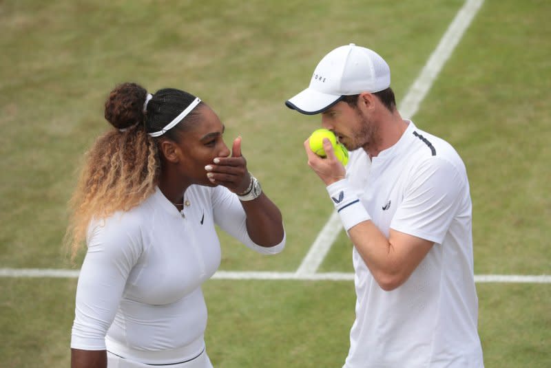 Serena Williams said playing mixed doubles with Andy Murray at Wimbledon 2019 was one of the highlights of her life. File Photo by Hugo Philpott/UPI