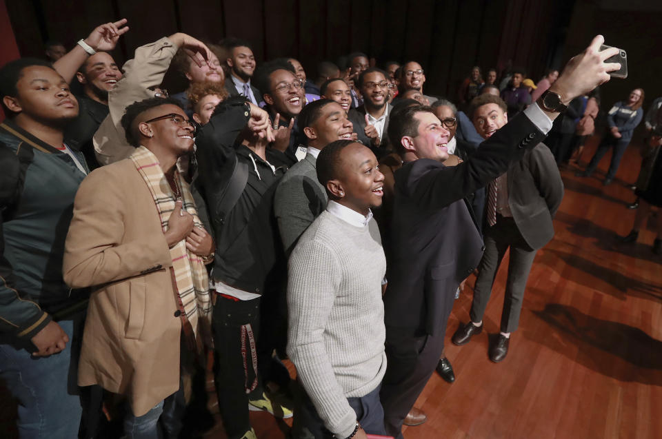 Pete Buttigieg with Morehouse College students