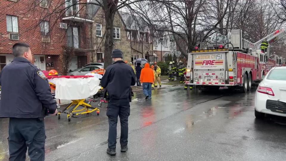 At the scene of a basement fire in Queens in New York City. Jan. 25, 2023.  / Credit: CBS New York