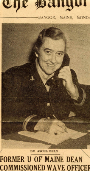 A 1943 news photo of Achsa Bean in a newspaper in Bangor, Maine.