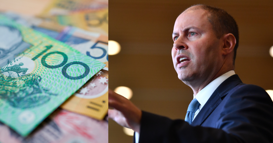 Australian money with Treasurer Josh Frydenberg