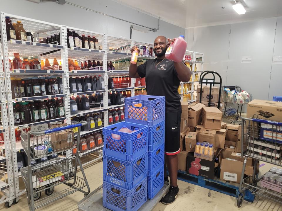 Germayle Franklin holds up containers of Franklin's Fruit Tea, now being sold at Kroger in Spring Hill. Soon the product will be sold at 97 area Kroger stores.