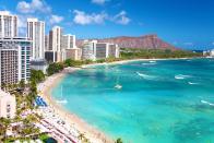 <p>Booking travel to Hawaii is never cheap, but during the later winter months, you can get flights to Honolulu for <a href="https://www.cheapflights.com/flights-to-hawaii/" rel="nofollow noopener" target="_blank" data-ylk="slk:around $483;elm:context_link;itc:0;sec:content-canvas" class="link ">around $483</a>. This may not fit everyone's budget, but it's a good deal considering their peak flights (December) can start at $905 per person. </p>