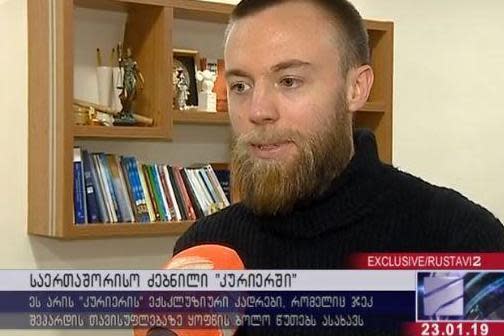 Jack Shepherd speaks to Rustavi 2 after handing himself into police in Georgia